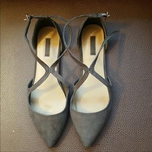 Strappy faux suede Olive Green Flats NWOT